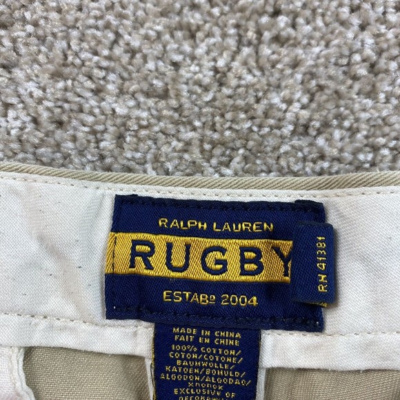 Vtg Ralph Lauren Rugby 2004 Skull Embroidered Khaki Shorts 32 Tan - Picture 2 of 8